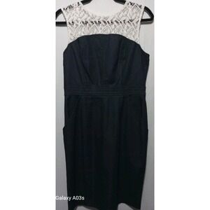 Studio One New York Lace Top Black & White Size  8 Zip Back‎ 2 Pocket Dress
